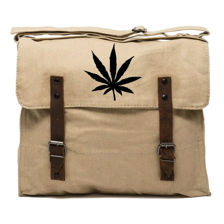 Marijuana Cannabis Leaf Canvas Military Medic Shoulder Bag (Best Medics In The Military)