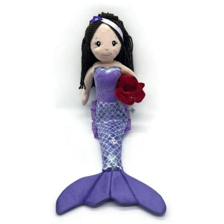 The Petting Zoo Mermaid Doll with Crab Stuffed Animal- Great Gifts for Girls, Mermaid Plush Doll with Crab Plush Toy, 17 inch (Brunette)