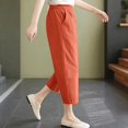thumbnail image 4 of Outfmvch Flowy Pants Plus Size Elastic Waist Trousers Straight Wide Leg Straight Wide Leg Boho Pants for Women 2026 Paper Bag Pants Loose Flowy Pants Yoga Capris with Pockets Orange M-3XL, 4 of 7