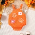 thumbnail image 2 of Odeerbi Baby Girls Clothes Halloween Pumpkin Print Rompers Corduroy Jumpsuits Flower Embroidery Corduroy Bib Onesie Bodysuit Orange, 2 of 8