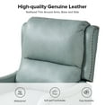 thumbnail image 3 of Genuine Leather Recliner Chair Push Back Upholstered Armchair Wingback Lounge Sofa Wood Leg Home Decor Living Room Bedroom, 3 of 11