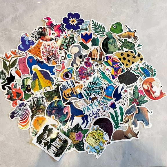 Tropical Rainforest animals Window Stickers, Window Clings, Waterproof Party Static Window Decals for Laptop Water Bottles Luggage