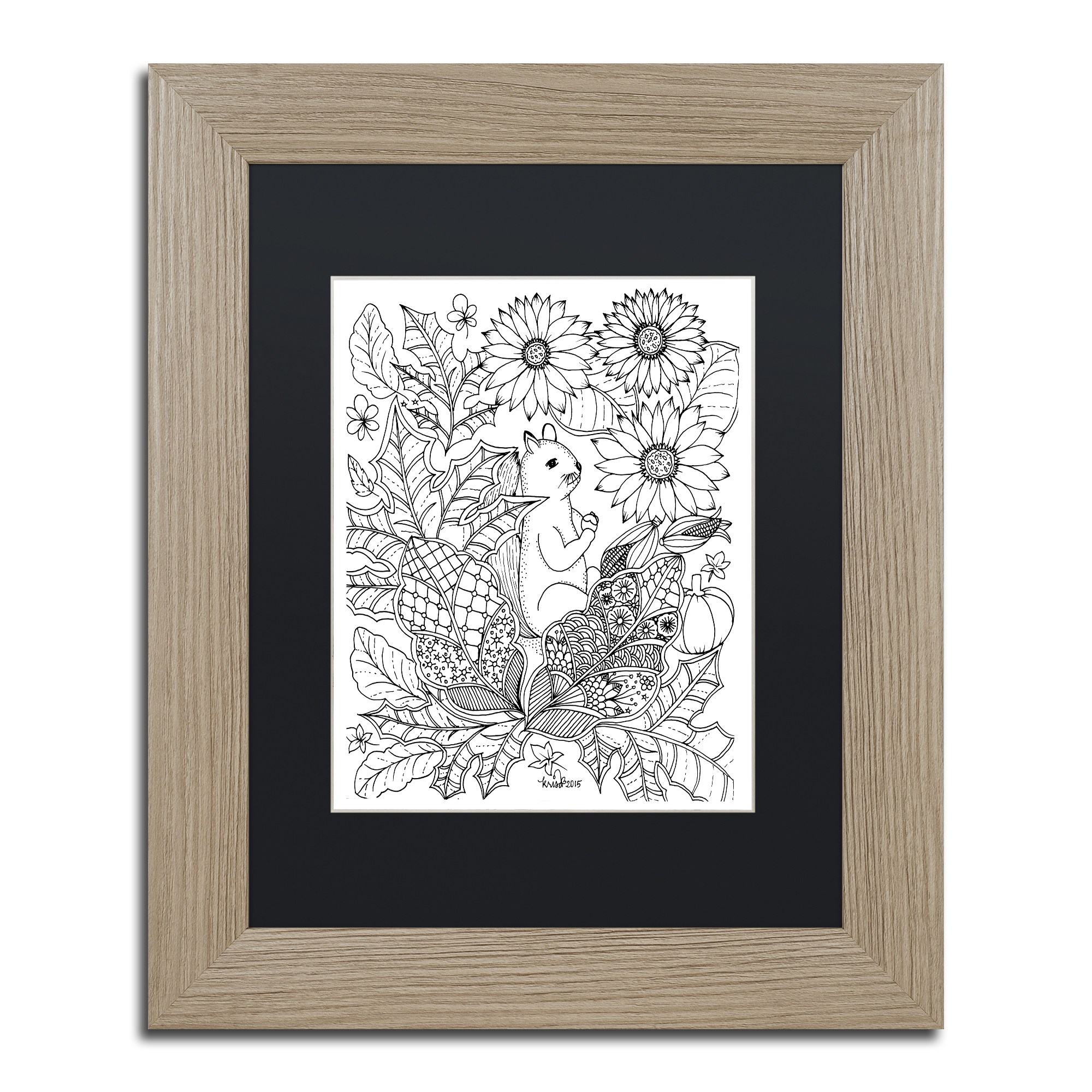 Trademark Fine Art "Squirrel 1" Canvas Art by KCDoodleArt Black Matte, Birch Frame