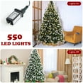 thumbnail image 4 of Patiojoy 7.5ft Pre-lit Snowy Christmas Tree Pre-strung Xmas Decoration Tree w/ 550 Warm White LED Lights & 1398 PVC Tips, 4 of 10