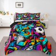 thumbnail image 1 of Erosebridal Graffiti Soccer Bedding Comforter Set, Hippie Hip Hop Splatter Down Comforter, Reversible 2 Pieces, 1 of 8