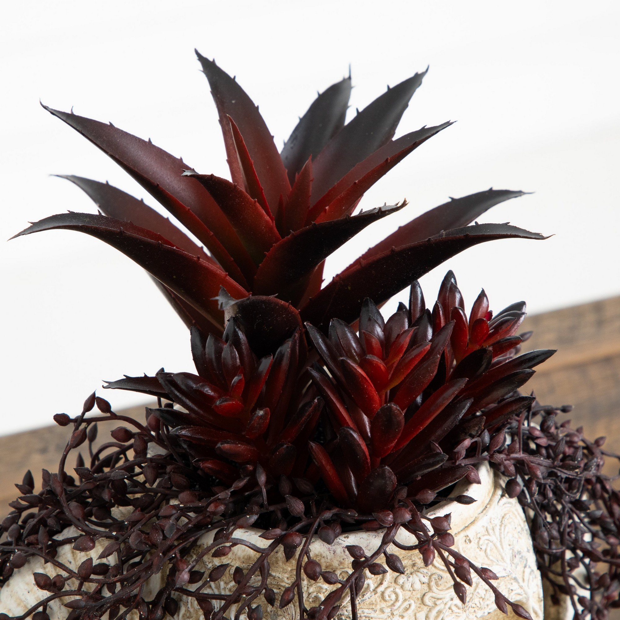 8in. Artificial Halloween Succulent Garden in Horned Skull Planter