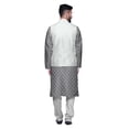 thumbnail image 3 of Atasi Printed Kurta Pajama Jacket Set Mandarin Collar Traditional Ethnic Shirt, 3 of 5