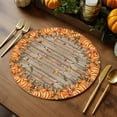 thumbnail image 5 of Fall Round Placemats Set of 4 Orange Pumpkin Place Mats Thanksgiving Woven Placemat Mushroom Fallen Maple Leaves Wooden Circle Braided Table Mat for Kitchen Dining Table Party Home Decor 15 Inch, 5 of 9