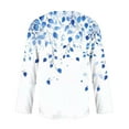 thumbnail image 5 of Button Shirts for Womens Long Sleeve Dressy Shirt Fashion Floral Printed Blouses Casual Button-Up Loose T-shirt V-Neck Lapel Pullover Top Blue XL, 5 of 5