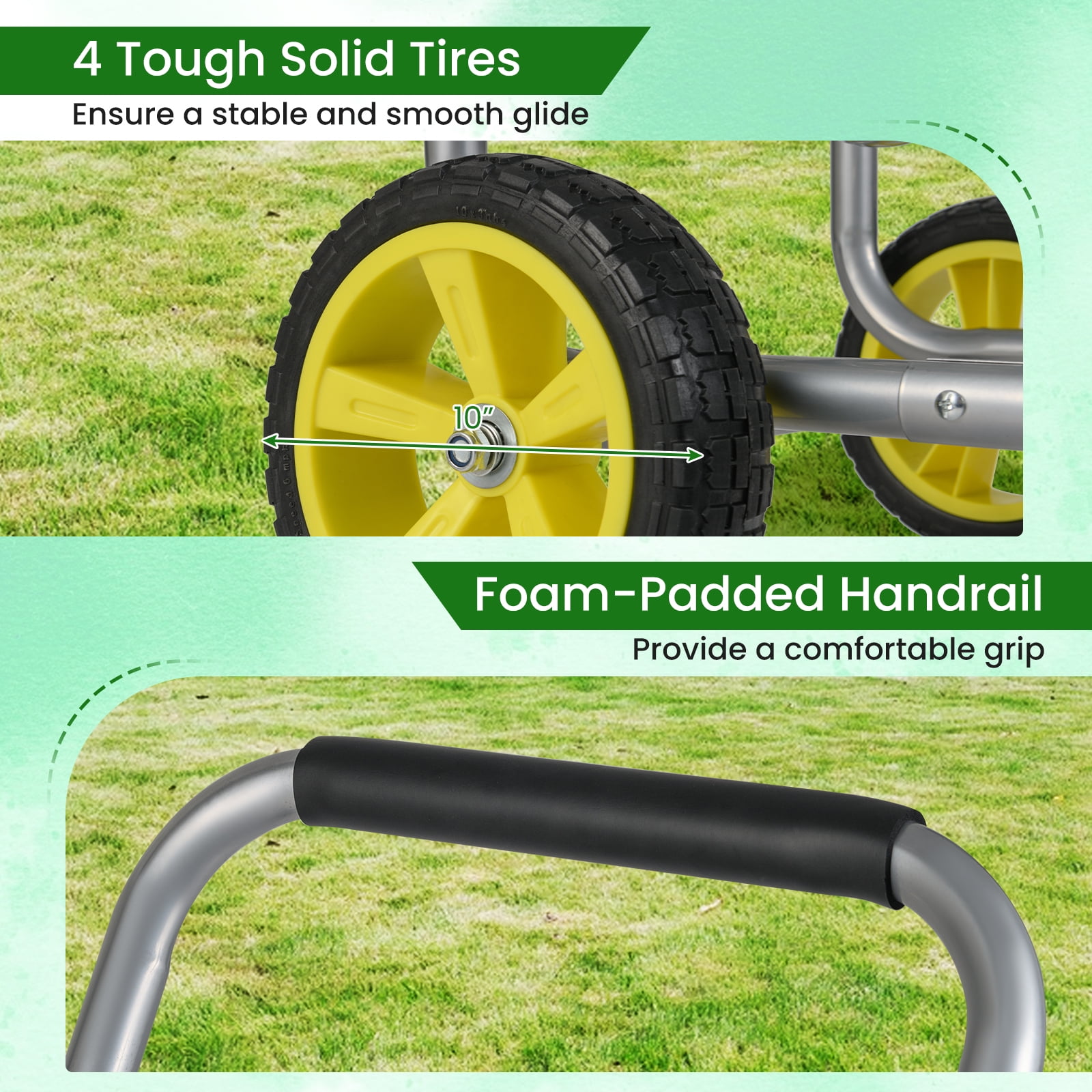 Gymax Garden Hose Reel Cart 300 FT of 5/8'' Large Capacity Heavy-Duty Metal Hose Cart Silver