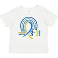 thumbnail image 3 of Inktastic 3-21 World Down Syndrome Day Blue and Yellow Rainbow Ribbon Boys or Girls Baby T-Shirt, 3 of 5