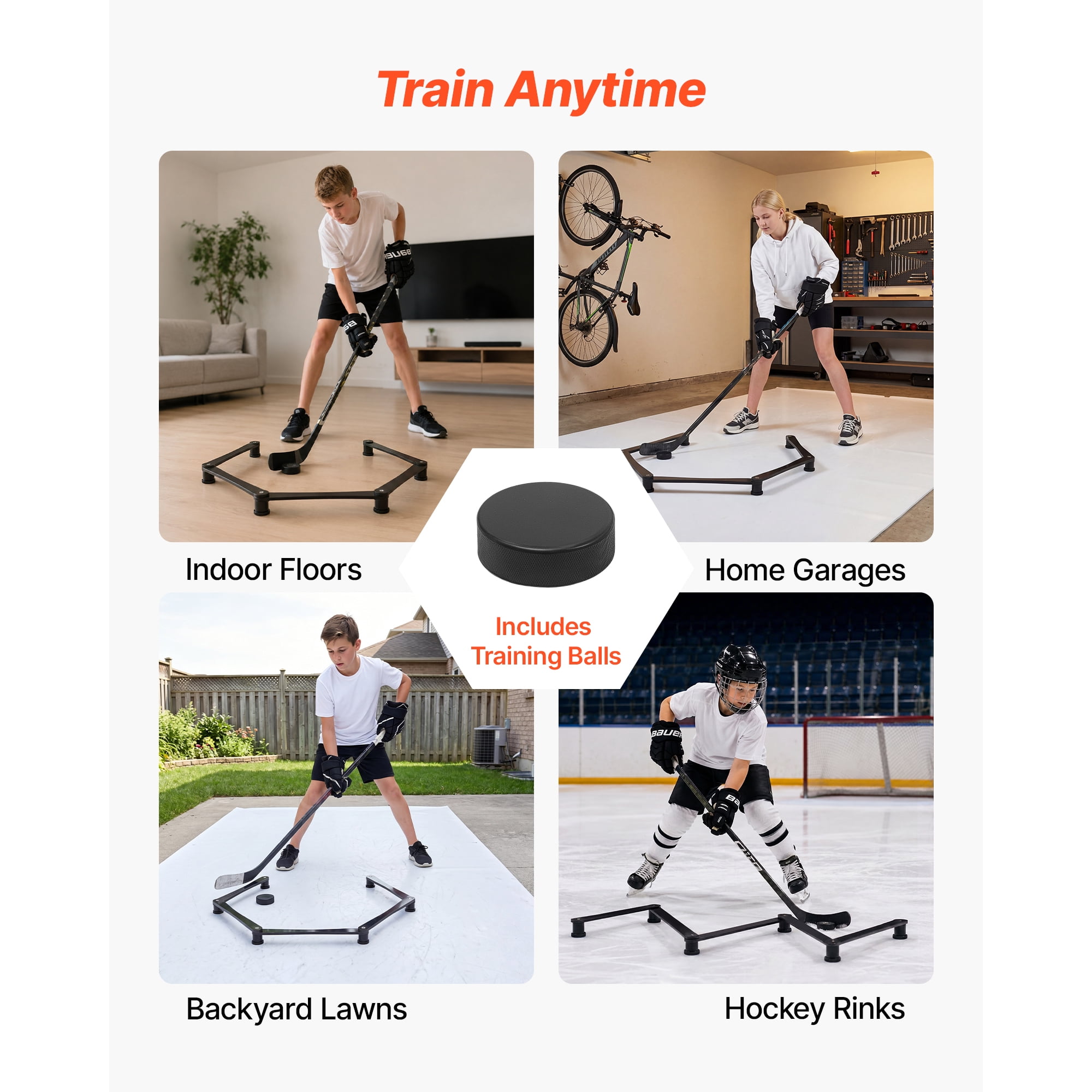 KFFKFF Adjustable 5-Section Hockey Stick Handling Trainer, Portable On/Off Ice Tool for Puck Control, Reaction Time, and Hand-Eye Coordination