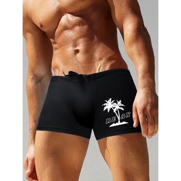 Mens Swim Trunks Beach Short for Men Swimming Bathing Suits Swimwear Surfing Printing Swim Trunks Coconut Tree