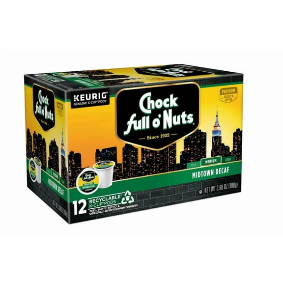 Chock Full o' Nuts Midtown Decaf Keurig K-Cup Coffee Pods (2-12CT Boxes)