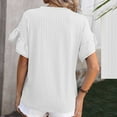 thumbnail image 3 of Ruffled Sleeve Cute Tops for Women Crew Neck Solid Trendy Casual 2025 Pullover Shirts Summer 2025 White,XL, 3 of 5
