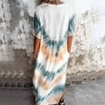thumbnail image 4 of OVINYER Dress Women Casual Loose Short Sleeve V-Neck Slit Tie Dye Long Dress Trendy Chic Sundress, 4 of 6
