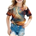 thumbnail image 2 of Galaxy T-Shirts Décontractés pour Filles à Imprimé Col Rond Manches Courtes Hauts Sans Épaules T-Shirts d'Entraînement pour Filles avec Soutien-Gorge Intégré Hauts pour Tout-Petits Taille 4 Vêtements pour Tout-Petits Taille 4t, 2 of 3