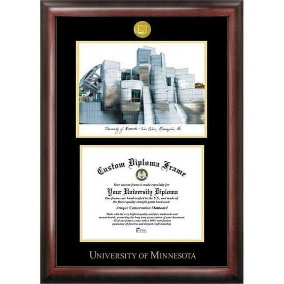 Campus Images MN999LGED University of Minnesota Gold embossed diploma frame with Campus Images lithograph
