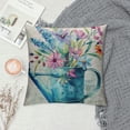 thumbnail image 2 of Cotton Linen  Throw Pillow Covers Blue Watering Can Pot Cushion Case Hand-Painted with Colorful Flowers Floral Pillowcase Spring Summer Farmhouse Decor, 2 of 5