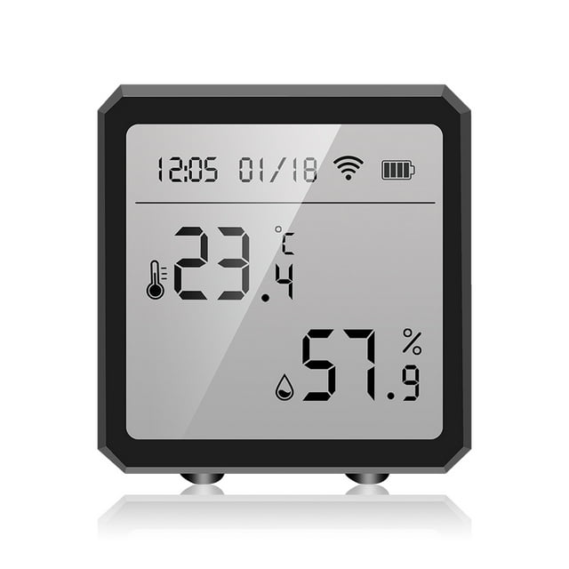 Sensor de temperatura inteligente Tuya WiFi Detector de humedad Pantalla digital Termómetro higrómetro con pilas, Negro sidaley EL004787-02B
