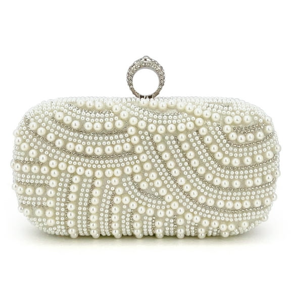 Pearl Womens Clutch Luxury Evening Bags Prom Cocktail Party Bags Wedding Bridal Purse Evening Purse Formal Party retro White Bags
