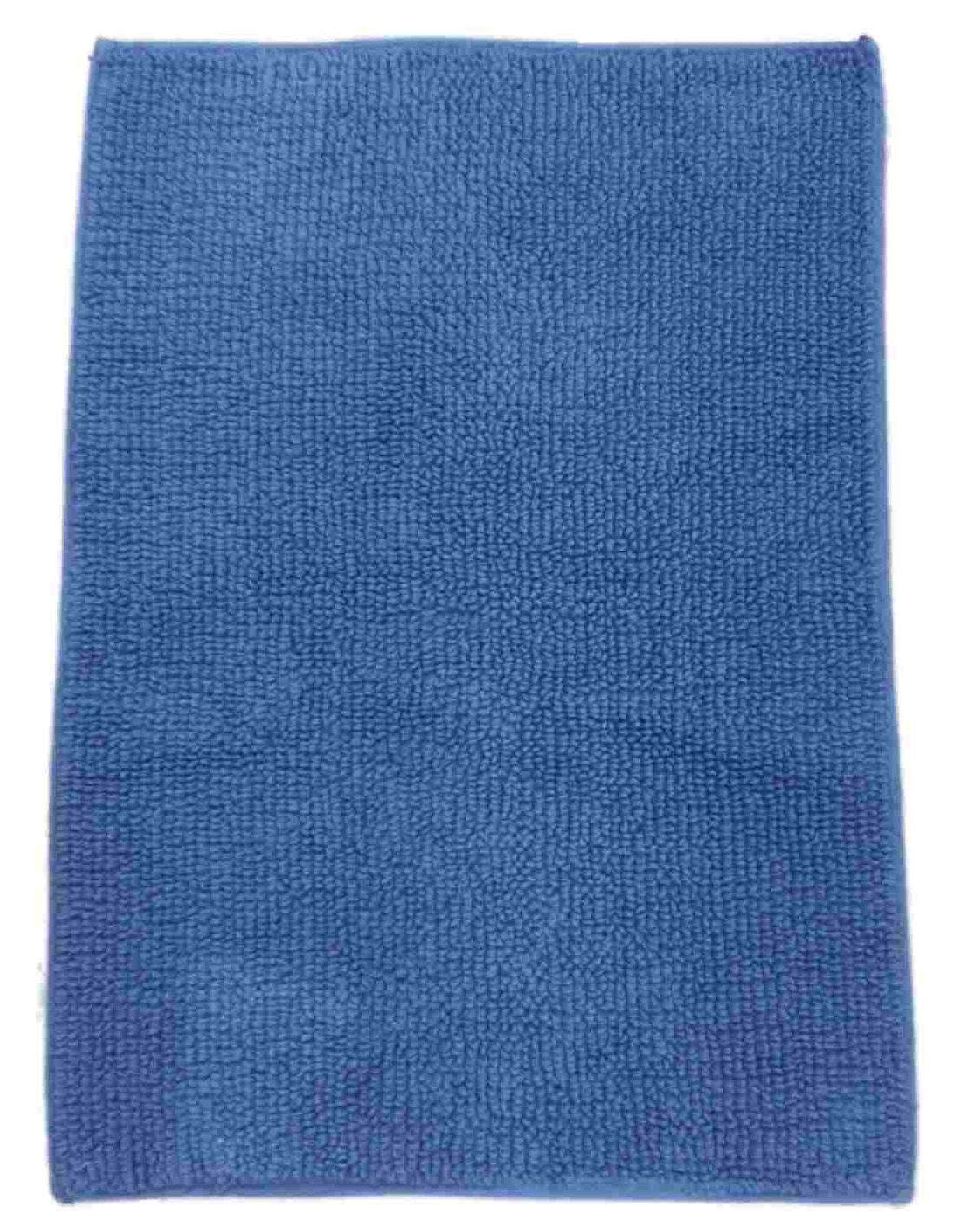 Reversible Blue Plush Pile Throw Rug 17x24 Cotton Bath Mat
