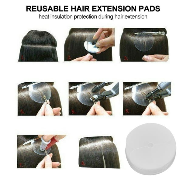 Protectores de protección térmica para Extensiones de Cabello, Almohadillas de extensión de Cabello 50pcs Plantillas de Protector de Pegamento Herramienta de extensión de Cabello Ecomeon no