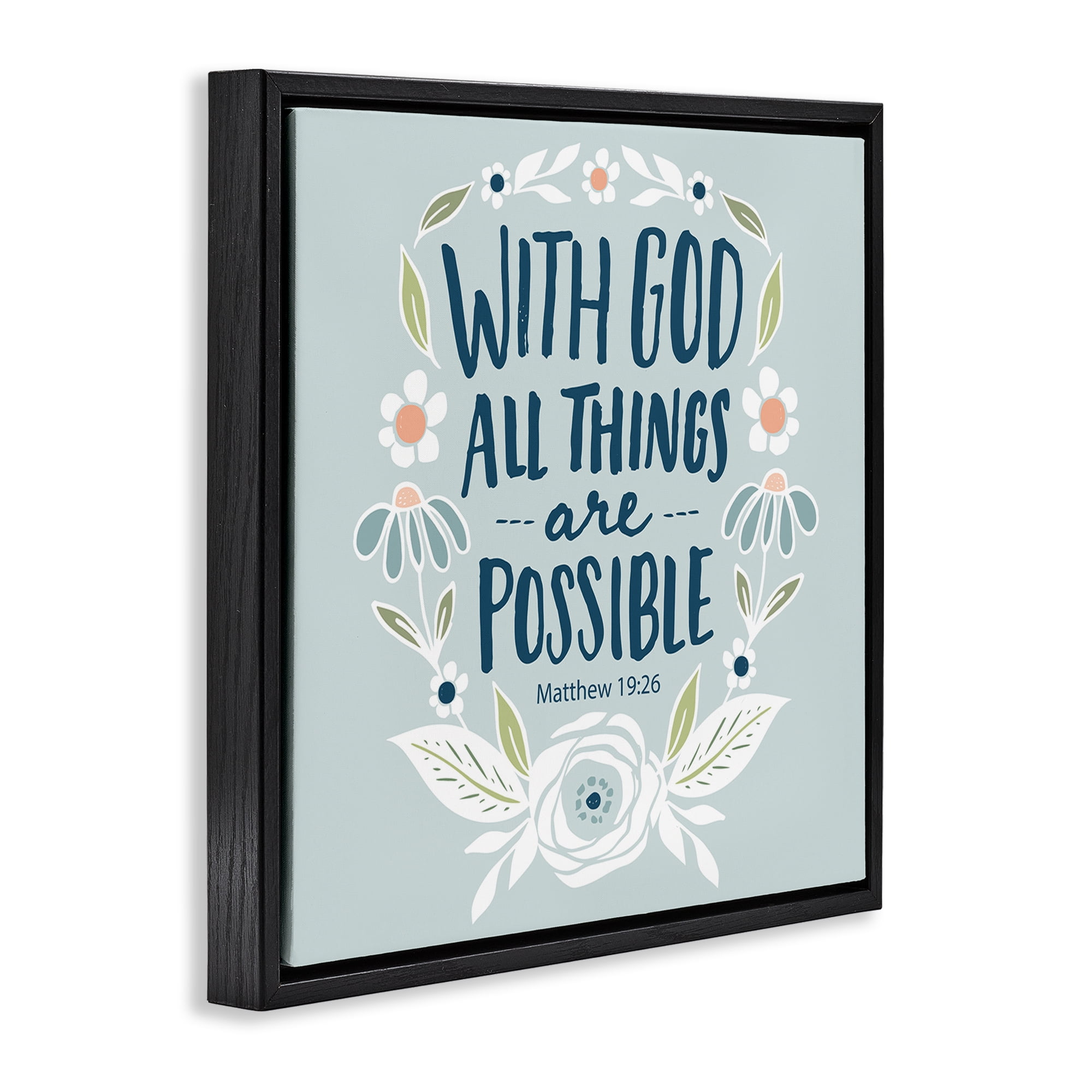 Stupell Industries All Things Possible Verse Religious Painting Black Floater Framed Art Print Wall Art, 25 x 25