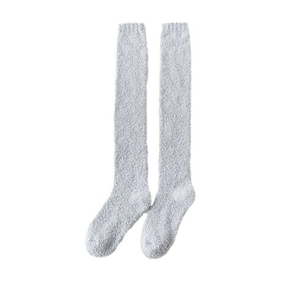 AUQ Fuzzy Socks for Women,Knee-High Design Fuzzy Socks for Women,Thickened Plush Ultra-Soft Coral Fleece Fuzzy Socks,Gray