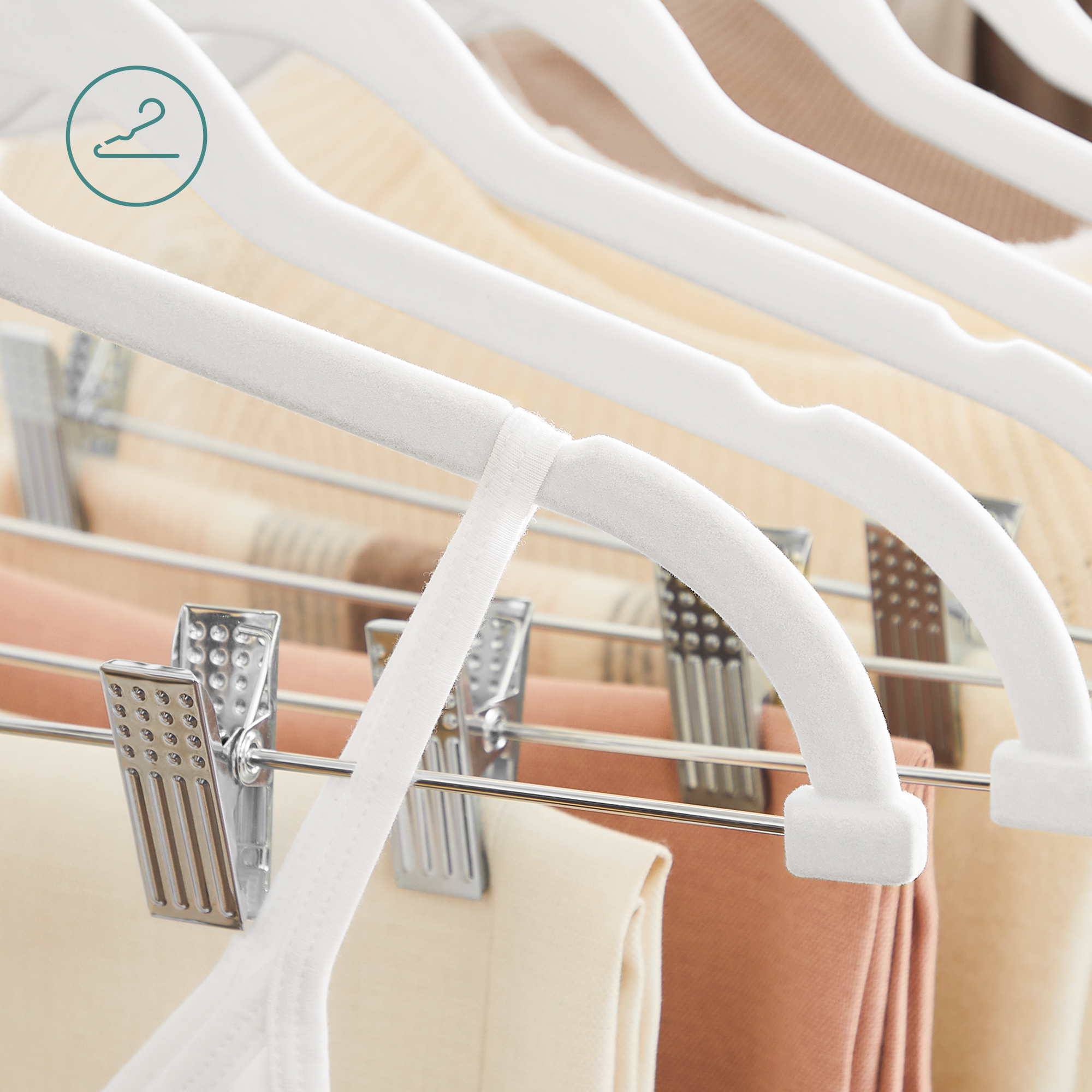 SONGMICS 30-Pack Velvet Skirt and Pants Hangers, White photo 4