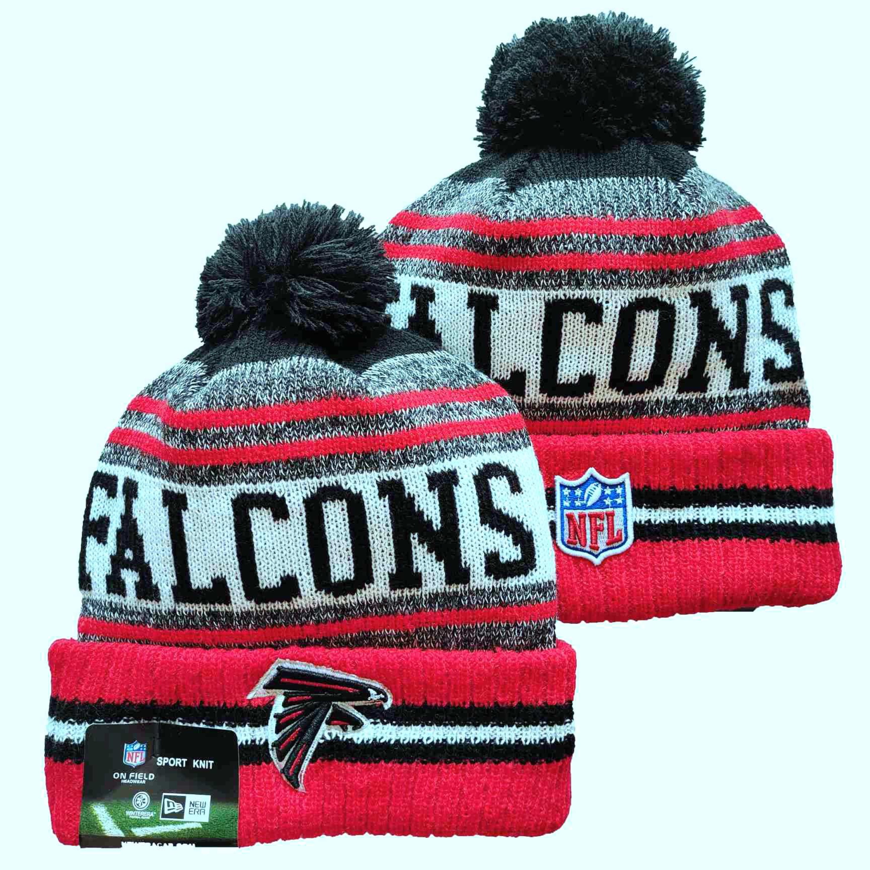 Atlanta Football Beanie Men's Cuffed Knit Hat with Pom Black/Red 