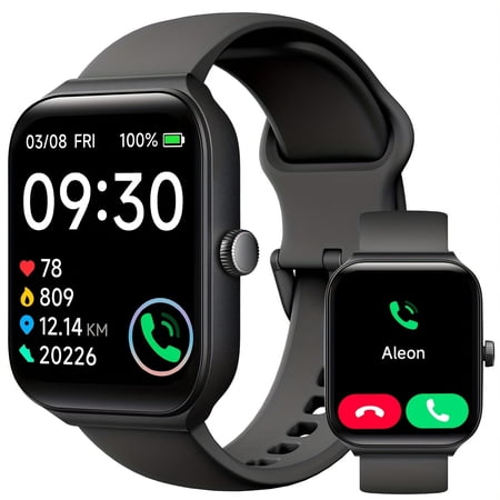 Smartwatch with 1.95" HD Display, Call Answering, 100+ Sports Modes, Sleep & Fitness Tracker, Built-In Alexa – Compatible with Android & iPhone