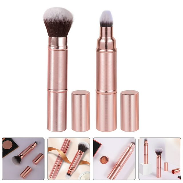 unbranded 2Ud Brochas Doble Punta Compactas Para Maquillaje Con Capuchón Ideal Para Oficina Y Viaje