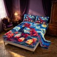 thumbnail image 2 of Manfei Wild T-Rex Queen Sheets,Retro Cloud Stars Animals Egg Queen Sheet Sets,Blue Red,4-Piece,1 Flat Sheet,1 Fitted Sheet and 2 Pillowcases, 2 of 6