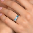thumbnail image 4 of Gem Stone King 925 Sterling Silver Sky Blue Aquamarine and Swiss Blue Topaz Engagement Ring for Women | 1.80 Cttw | Round 5MM | Gemstone March Birthstone | Size 9, 4 of 6