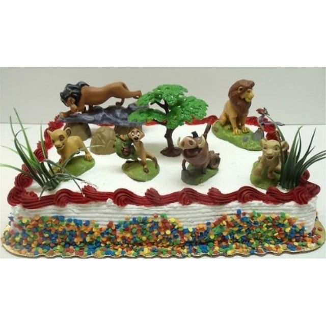 Lion King Birthday Cake Topper Set Featuring Mufassa Zazu Pumbaa Scar Timon Nala Simba And Decorative Rocks Safari Grass And Tree Of Life Themed Pieces Walmart Com