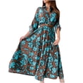 thumbnail image 2 of FcBaudy Longues Robe à Manches Col Rond Mode Femmes Boutons Bandage Robe Décontractée Imprimée Robe à Manches Longues Col en V Robe Femmes, 2 of 9
