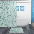 thumbnail image 2 of Bath Curtain & Non-Slip Bath Mat Set 12-Grommet Shower Curtain Memory Foam Bath Rug Seamless Green Leaf, 2 of 8