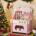 thumbnail image 4 of Gymax Pretend Play Toy Kitchen Set w/Clock Stove Spice Rack Faucet & Sink & Oven Pink & White, 4 of 10