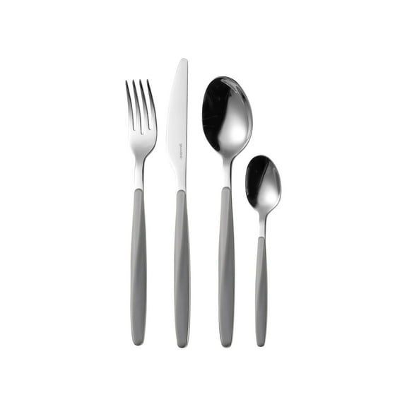 Guzzini My Fusion Flatware 24-Pieces Set Stainless Steel Grey Handles