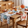 thumbnail image 5 of Fall Table Runner Thanksgiving Autumn Eucalyptus Leaf Pumpkin Table Runners Black Buffalo Plaid Cotton Linen Dresser Scarf Kitchen Dining Table Decor for Fall Holiday Party Decor 13x72 Inch, 5 of 9
