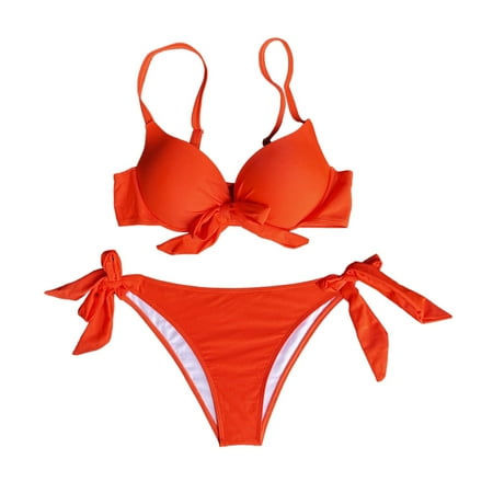 Durtebeua Bikini Set for WomenTwist Front Two Piece Swimsuit Top with Side Tie Bathing Suit Bottom String Cheeky Bikini Sets Gift for her