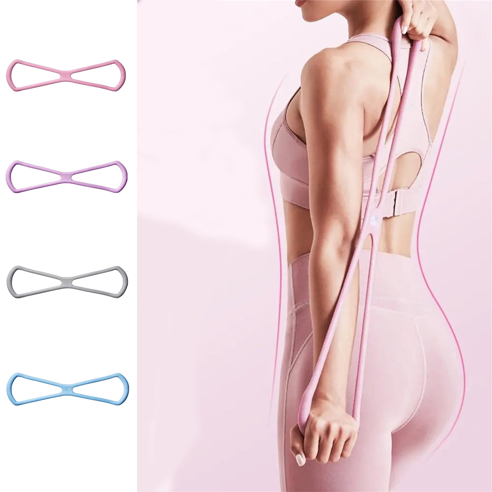 Figure 8 Resistance Bands for Women & Men – 15LB Silicone Pull Rope for Shoulder, Back & Arm Workout – Non-Slip Handles, Home Gym, Yoga & Physical Therapy – Toning, Posture Correction