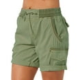 thumbnail image 3 of SLADYGLO Women Lace Up Elastic Waist Multi Pockets Rolled Hem Shorts, 3 of 5