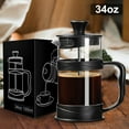 thumbnail image 6 of PARACITY French Press Coffee Maker 34oz, Coffee Press with 3 Filters Screen, Camping French Press of Heat Resistant Borosilicate Glass, Portable Coffee Maker for Travel& Home Gift(Black), 6 of 6