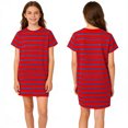 thumbnail image 2 of YOUYEDIAN Girls Summer Dress Short Sleeve Striped T Shirt Crop Dresses Casual Fashion Crewneck Sundress (Red, 9-10 Years), 2 of 5