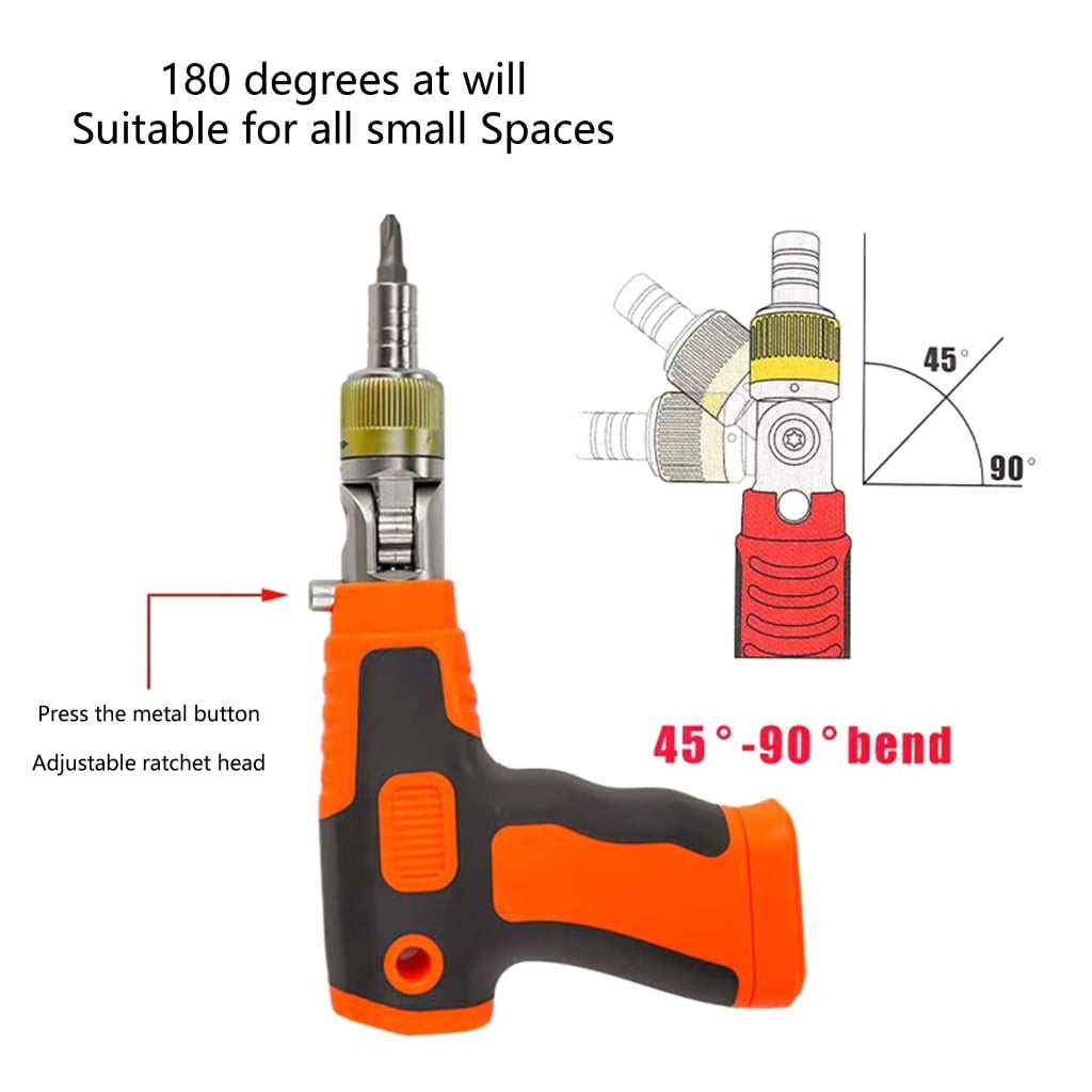 Multi Screwdriver Set Multi Angle Electric Screwdriver Guns Magnetic Bit Ratchet Screwdriver Set 14Pcs Screwdriver Bit