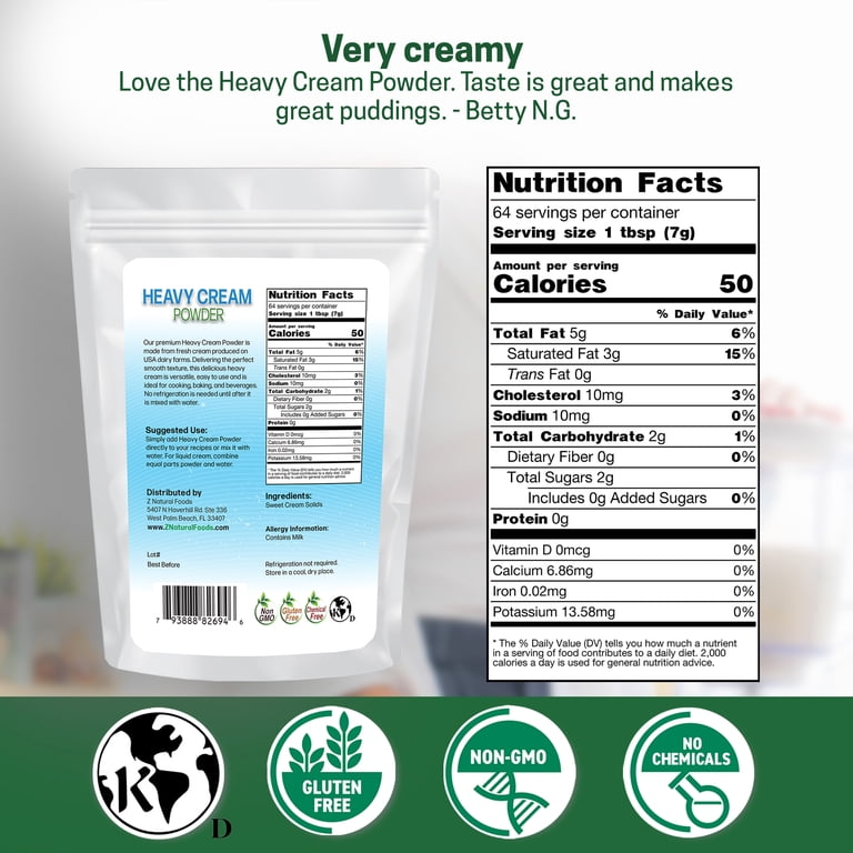 Z Natural Foods Heavy Cream Powder - 1 lb, Keto-Friendly, Gluten