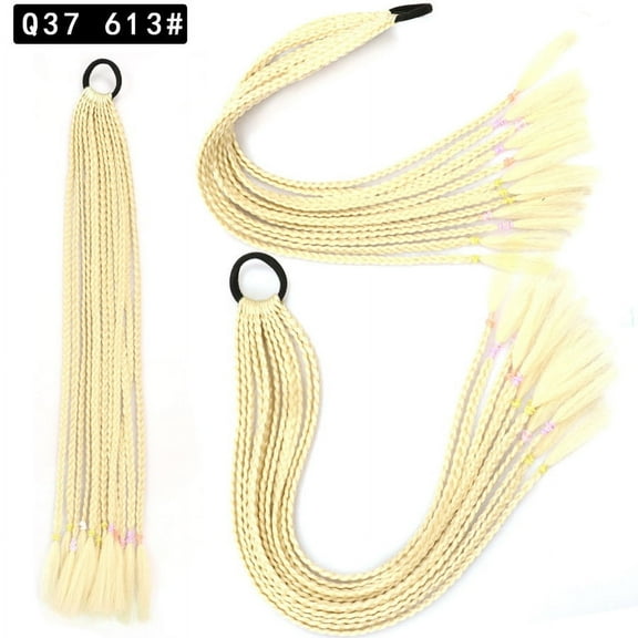XmhyTop 2Pcs Soft Synthetic Braided Ponytail Extensions, Textured Braided Styles, Natural-Look Hairpiece, Adjustable Fashion Accessory for Women's Daily Wear,Beach Blonde
