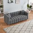 thumbnail image 2 of Grey Teddy Fleece 80-inch Sofa for Living Room with Hardware Foot Support and 2 Throw Pillows, 2 of 11